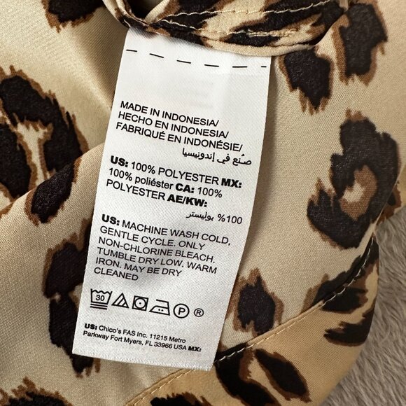 Chico's Leopard Animal Print Balloon Sleeve Blouse Top 2 LARGE 12/14 - Picture 6 of 6